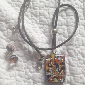 Murano Multicolor Glass Pendant Necklace